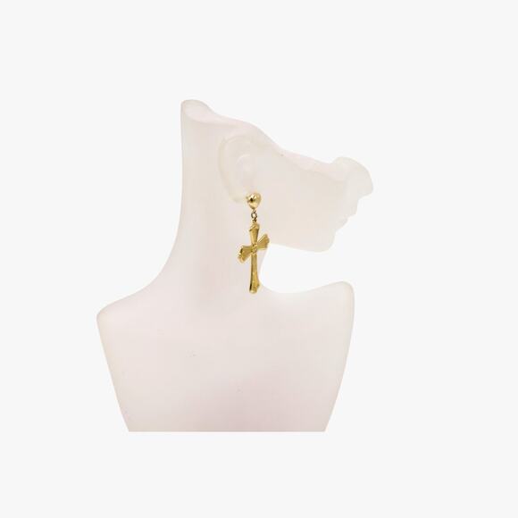 Religious Light Rays Cross 1.4" Dangle stud earrings True 1/20 -14K Gold Filled - Picture 9 of 10